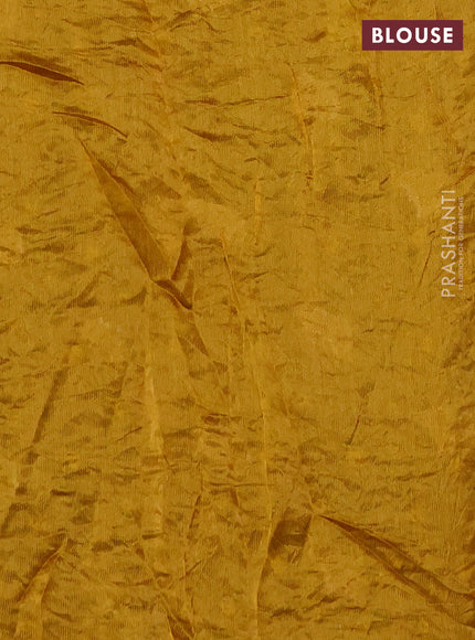 Chiniya silk saree deep maroon and mustard yellow with allover zari buttas & bandhini prints in borderless style