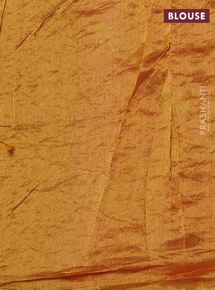 Chiniya silk saree pink and mustard yellow with allover zari buttas & bandhini prints in borderless style