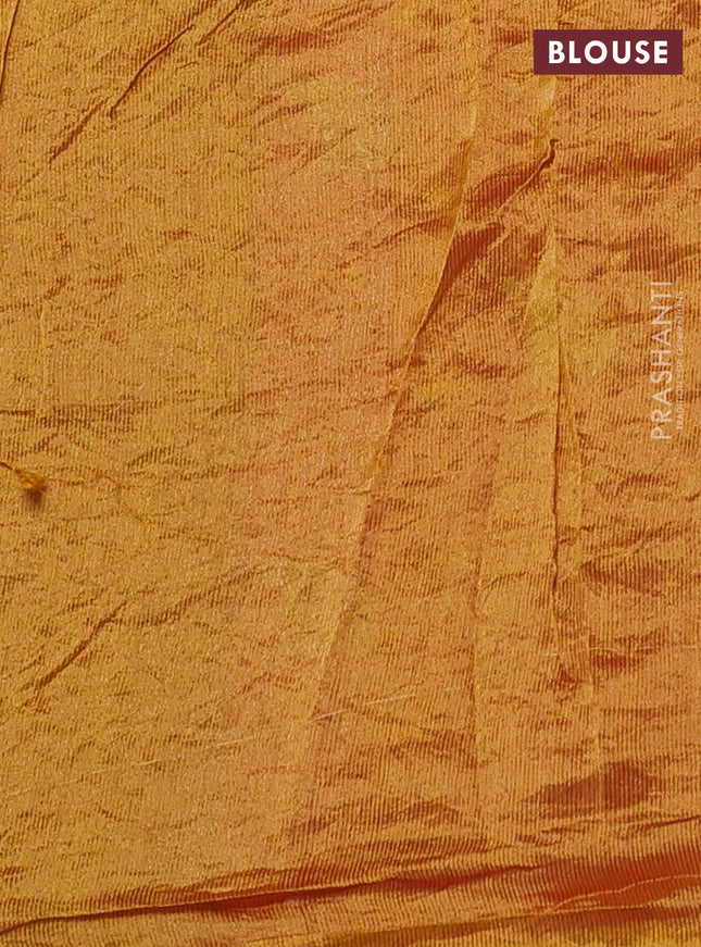 Chiniya silk saree pink and mustard yellow with allover zari buttas & bandhini prints in borderless style