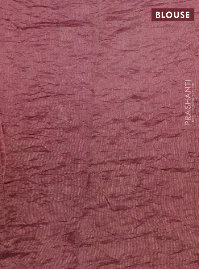 Chiniya silk saree mauve pink with allover zari buttas & bandhini prints in borderless style