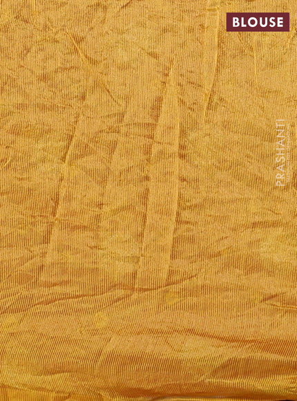 Chiniya silk saree pink and mustard yellow with allover zari buttas & bandhini prints in borderless style