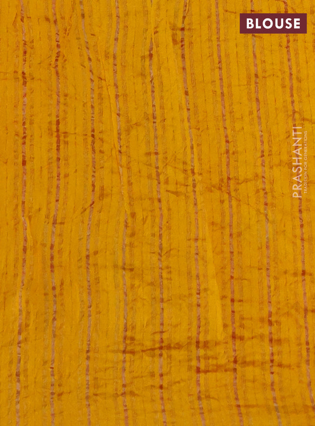 Chiniya silk saree red and mustard yellow with allover zari buttas & bandhini prints in borderless style