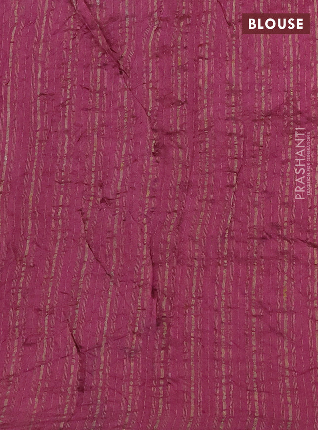 Chiniya silk saree mauve pink with allover zari buttas & bandhini prints and zari woven piping border