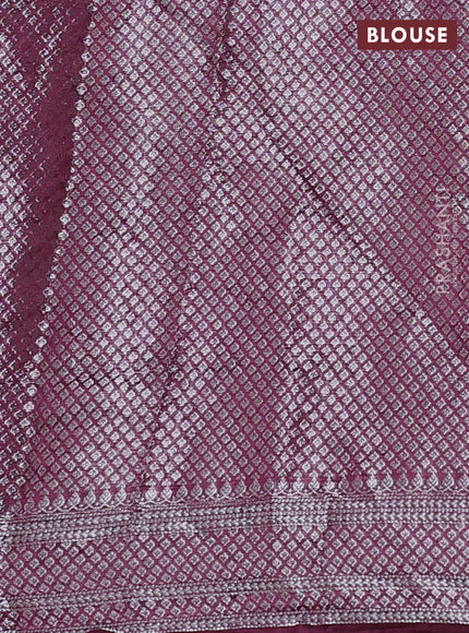 Chiniya silk saree mauve pink with allover silver zari buttas & bandhini prints and silver zari woven border
