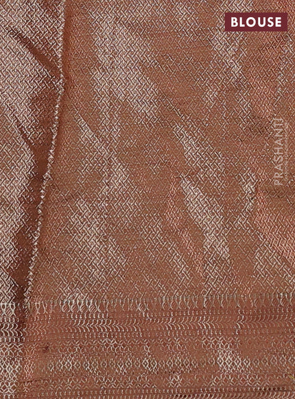 Chiniya silk saree brown with allover zari buttas & bandhini prints and zari woven border