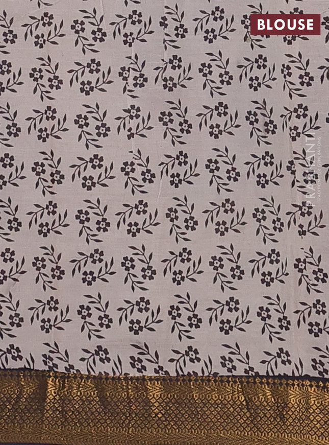 Kalamkari semi silk saree black with butta prints and zari woven border