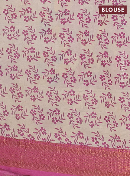 Kalamkari semi silk saree blue and pink with allover prints and zari woven border