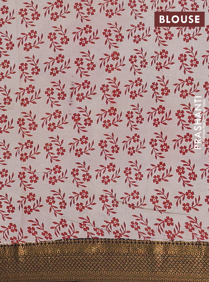 Kalamkari semi silk saree black and maroon with allover prints and zari woven border