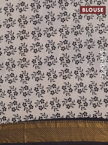 Kalamkari semi silk saree black and beige with allover prints and zari woven border