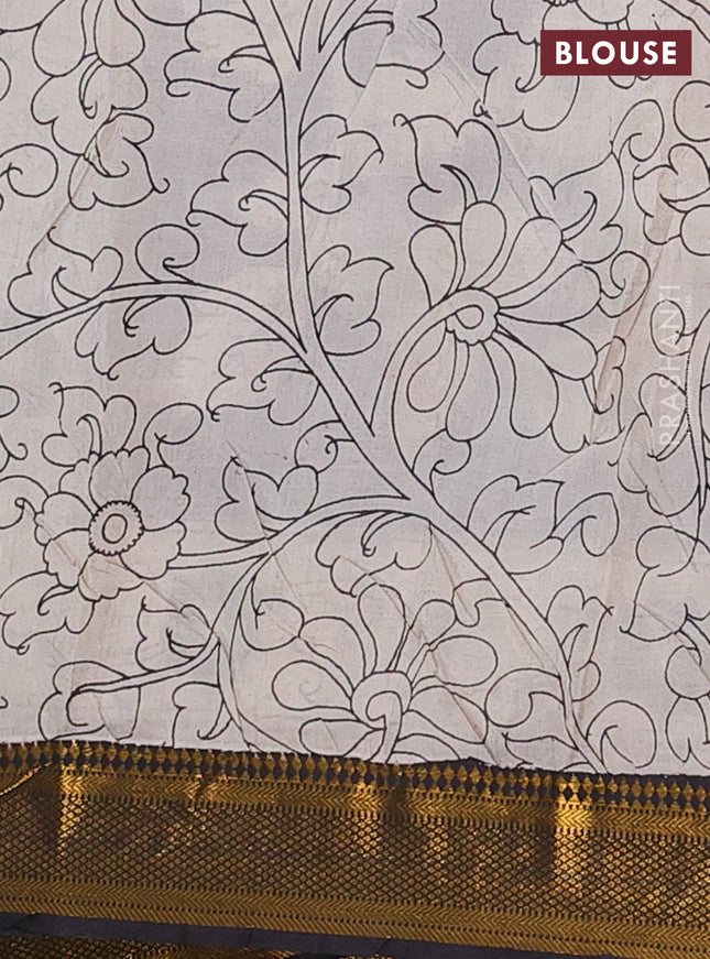 Kalamkari semi silk saree black with allover prints and zari woven border