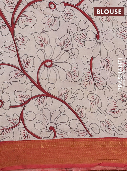 Kalamkari semi silk saree black and maroon with allover prints and zari woven border