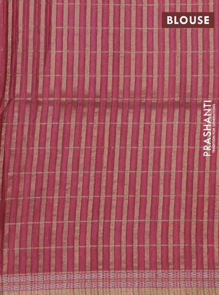 Semi tussar saree deep maroon and maroon shade with allover zari checks & digital prints and zari woven border