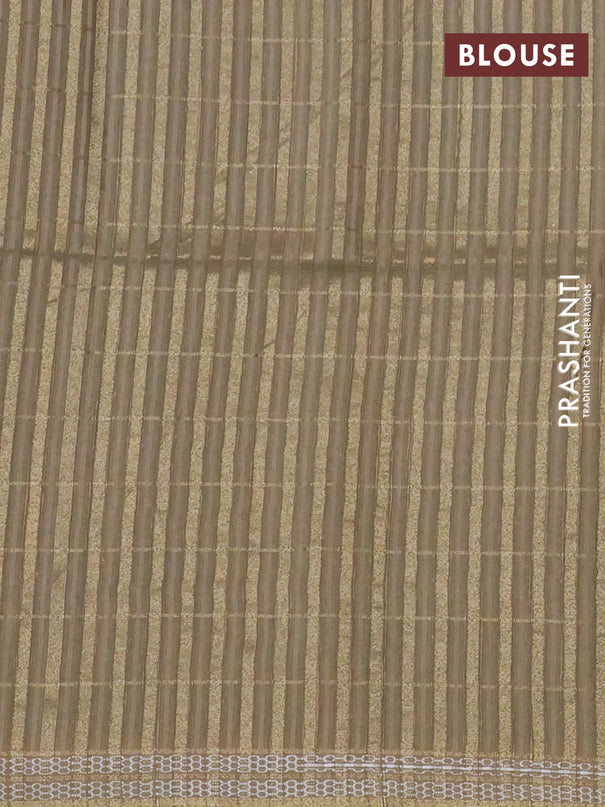 Semi tussar saree peacock green and elaichi green with allover zari checks & digital prints and zari woven border