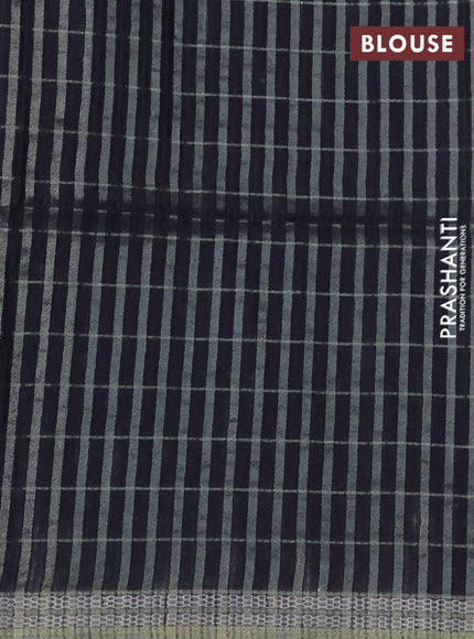 Semi tussar saree maroon and black with allover zari checks & digital prints and zari woven border