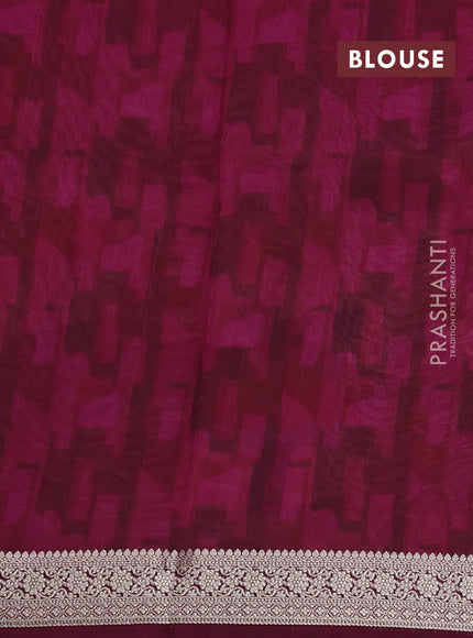 Tussar georgette silk saree magenta pink and sandal with allover digital prints and zari woven border