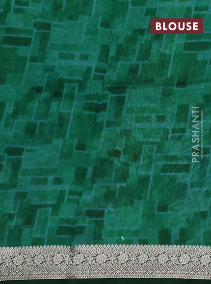 Tussar georgette silk saree green and maroon with allover digital prints and zari woven border