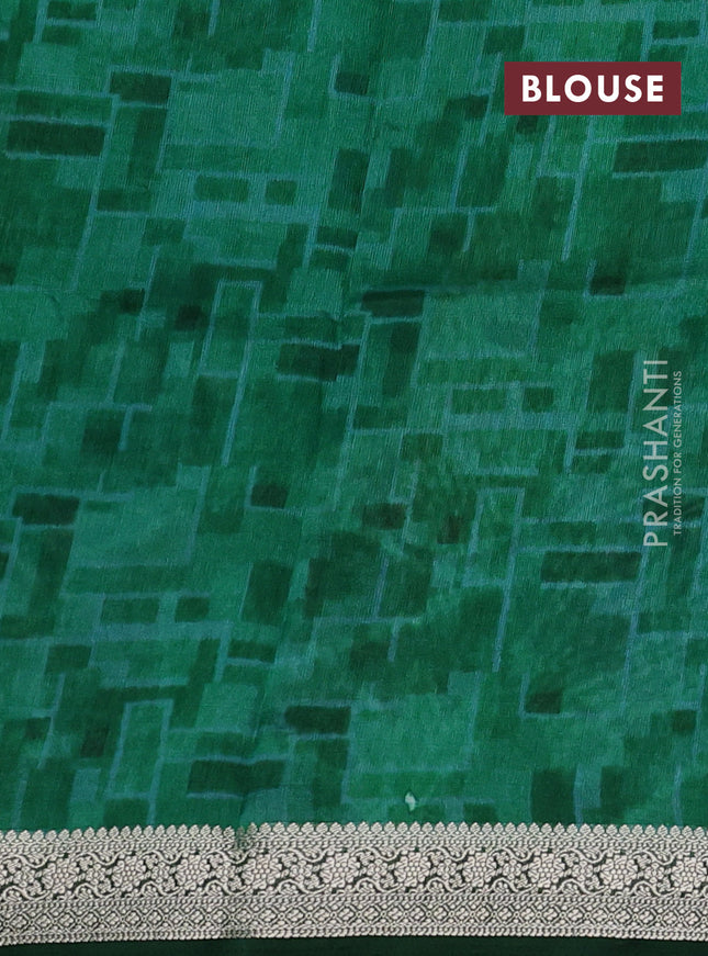 Tussar georgette silk saree green and maroon with allover digital prints and zari woven border