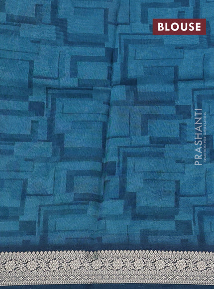 Tussar georgette silk saree pastel blue and cream with allover digital prints and zari woven border