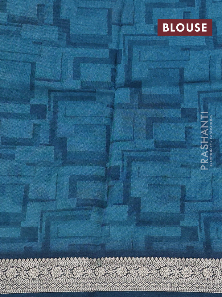 Tussar georgette silk saree pastel blue and cream with allover digital prints and zari woven border