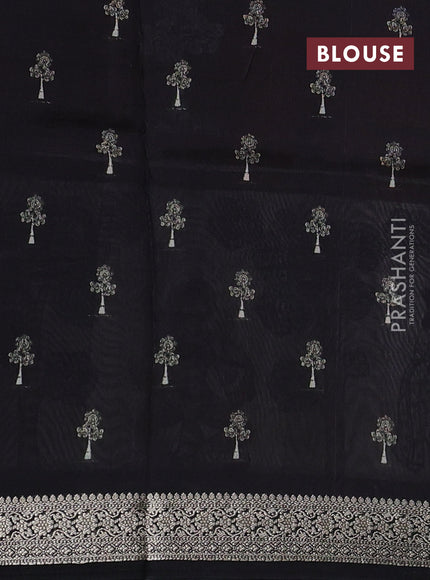 Tussar georgette silk saree maroon and black with allover digital prints and zari woven border