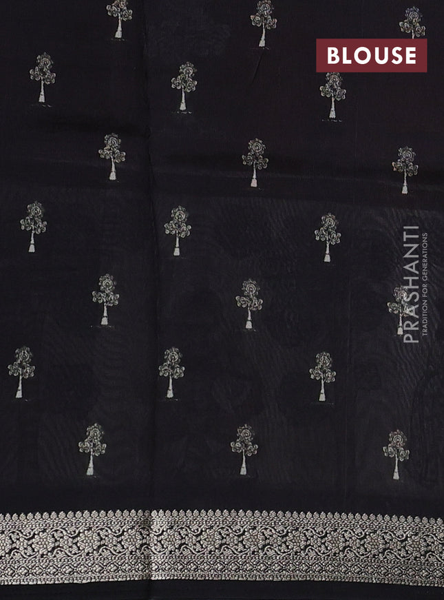 Tussar georgette silk saree maroon and black with allover digital prints and zari woven border