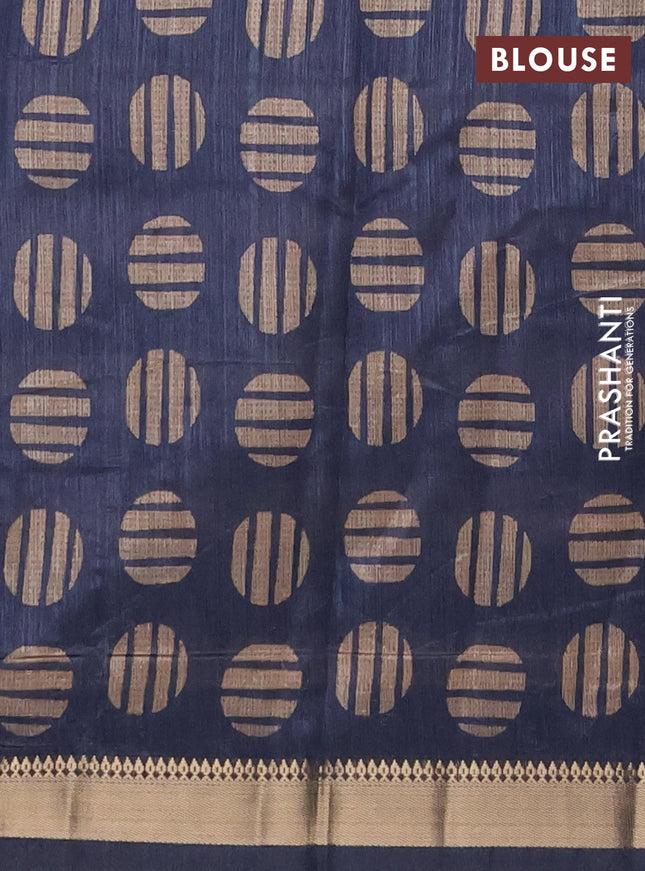 Semi tussar saree sandal and grey with allover prints and zari woven border