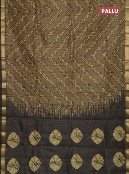 Semi tussar saree sap green with stripes pattern and zari woven border