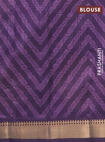 Semi tussar saree mauve pink and deep jamun with stripes pattern and zari woven border