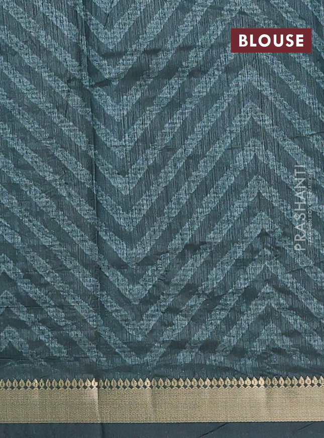 Semi tussar saree green shade with stripes pattern and zari woven border