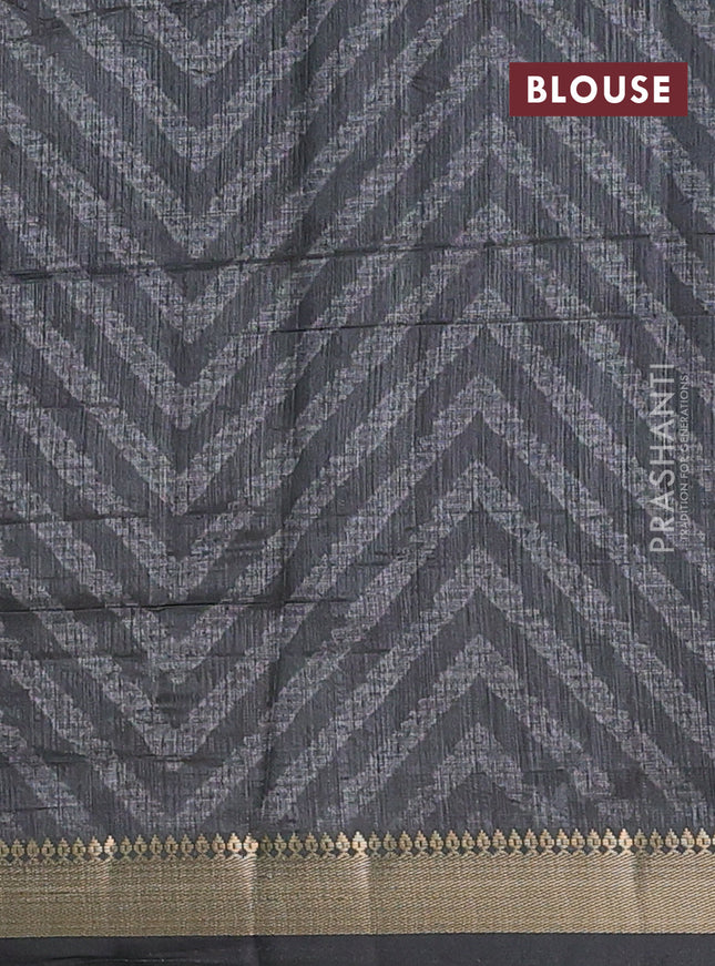 Semi tussar saree brown and sap green with stripes pattern and zari woven border