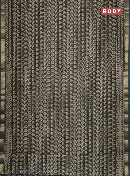 Semi tussar saree green and blue shade with floral butta prints and zari woven border