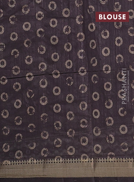 Semi tussar saree deep coffee brown with annam butta prints and zari woven border