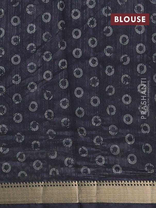 Semi tussar saree elephant grey with annam butta prints and zari woven border