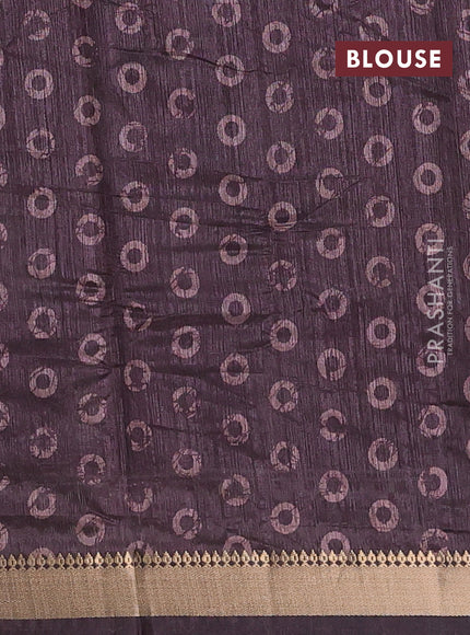 Semi tussar saree brown with annam butta prints and zari woven border