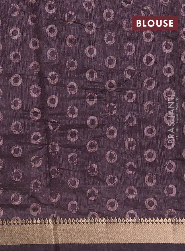 Semi tussar saree brown with annam butta prints and zari woven border