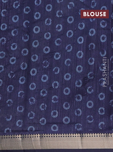 Semi tussar saree peacock blue with annam butta prints and zari woven border