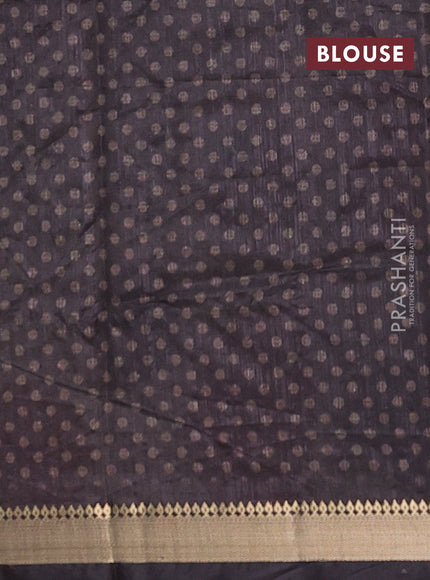 Semi tussar saree sandal and coffee brown with butta prints and zari woven border