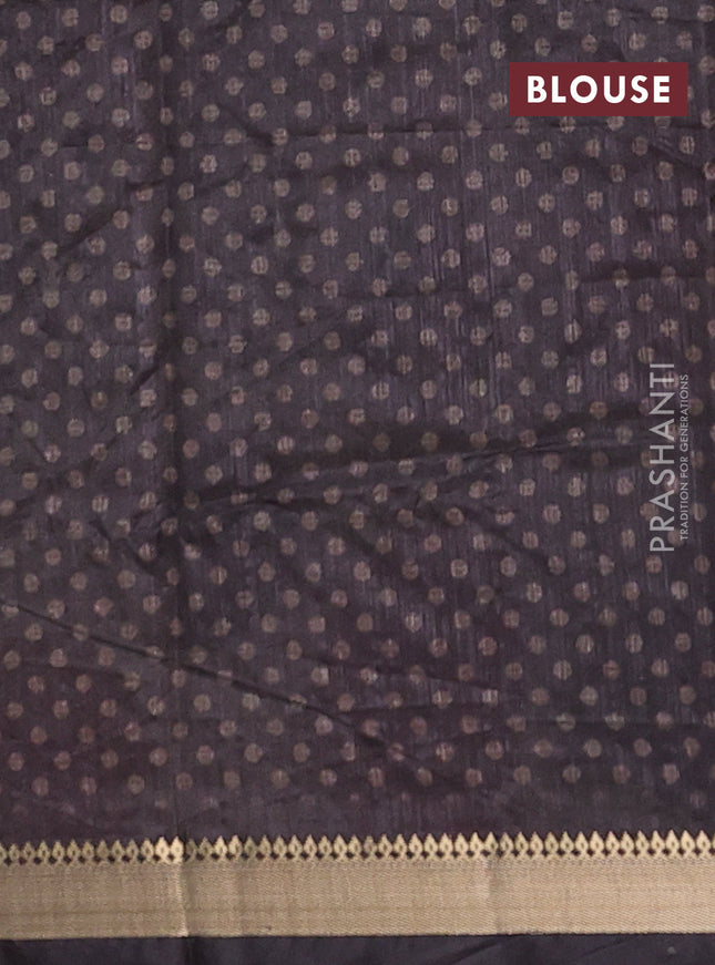 Semi tussar saree sandal and coffee brown with butta prints and zari woven border