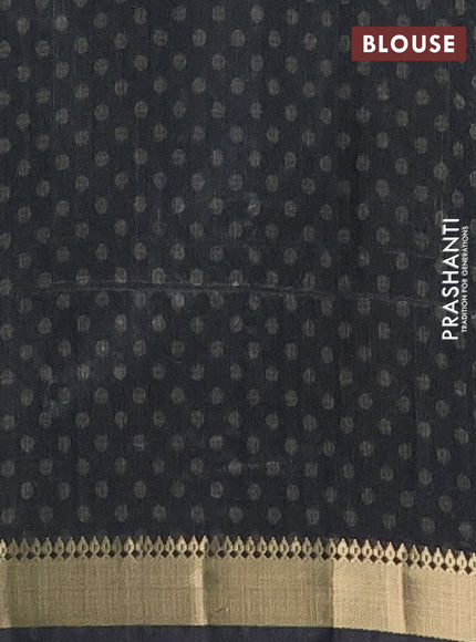 Semi tussar saree sandal and black with butta prints and zari woven border