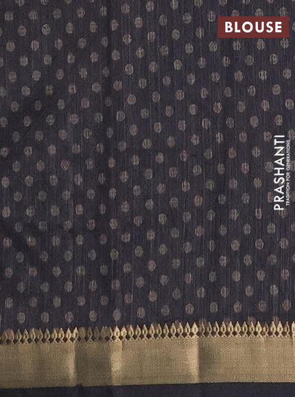 Semi tussar saree sandal and elephant grey with butta prints and zari woven border