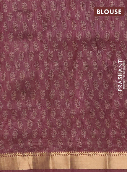 Semi tussar saree deep maroon with allover butta prints and zari woven border