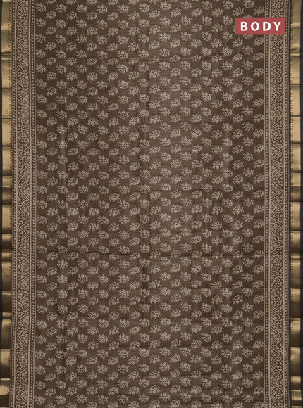 Semi tussar saree sap green with allover butta prints and zari woven border