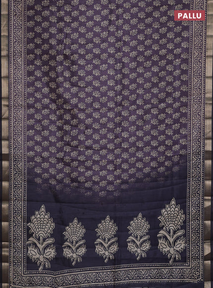 Semi tussar saree jamun shade with allover butta prints and zari woven border