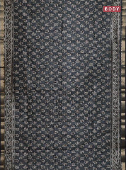 Semi tussar saree grey with allover butta prints and zari woven border