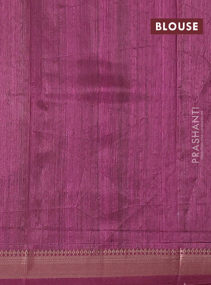 Semi tussar saree magenta pink and beige with allover geometric prints and zari woven border