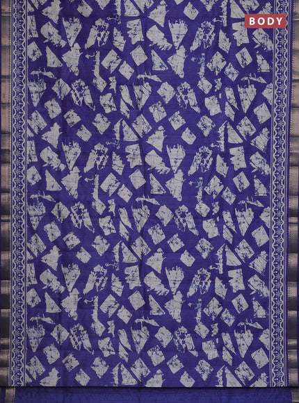 Semi tussar saree violet and beige with allover geometric prints and zari woven border