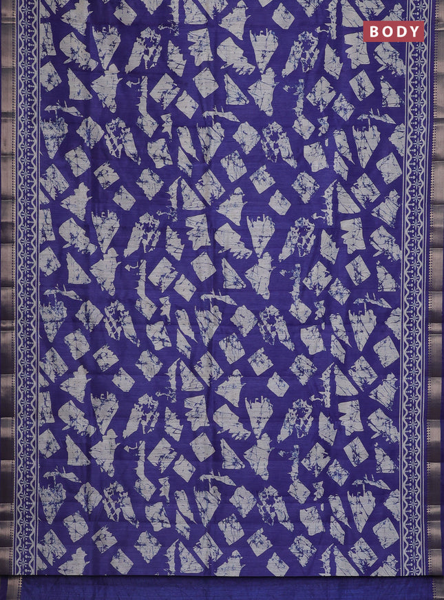 Semi tussar saree violet and beige with allover geometric prints and zari woven border