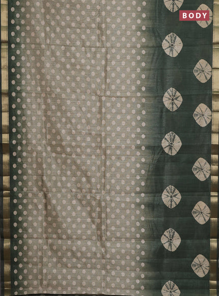 Semi tussar saree pastel green and sap green with butta prints and zari woven border