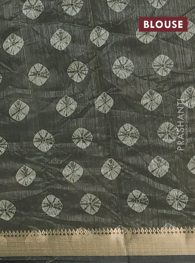 Semi tussar saree pastel green and sap green with butta prints and zari woven border