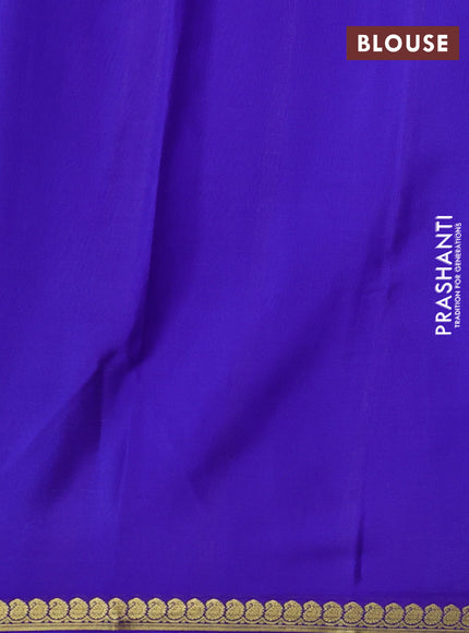 Pure mysore silk saree teal green and blue with plain body and zari woven border